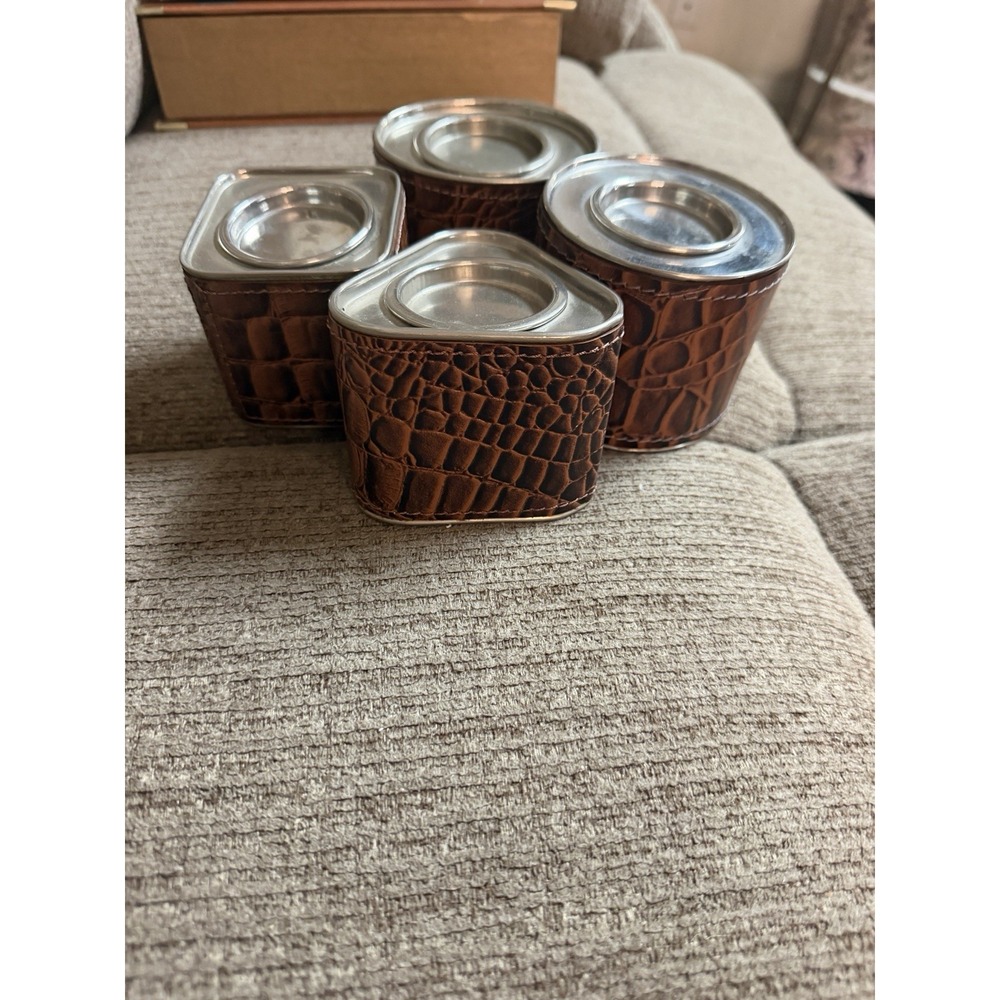 4 Piece Decorative Canister Set With Lids Faux Crocodile Skin Lining